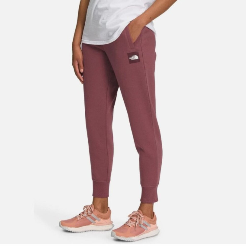 North Face Core Joggers Women Sz L Drawstring Fleece Pants Pockets Wild Ginger